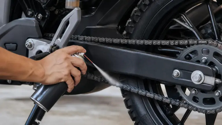 Comment graisser une chaîne de moto avec une bombe de graisse